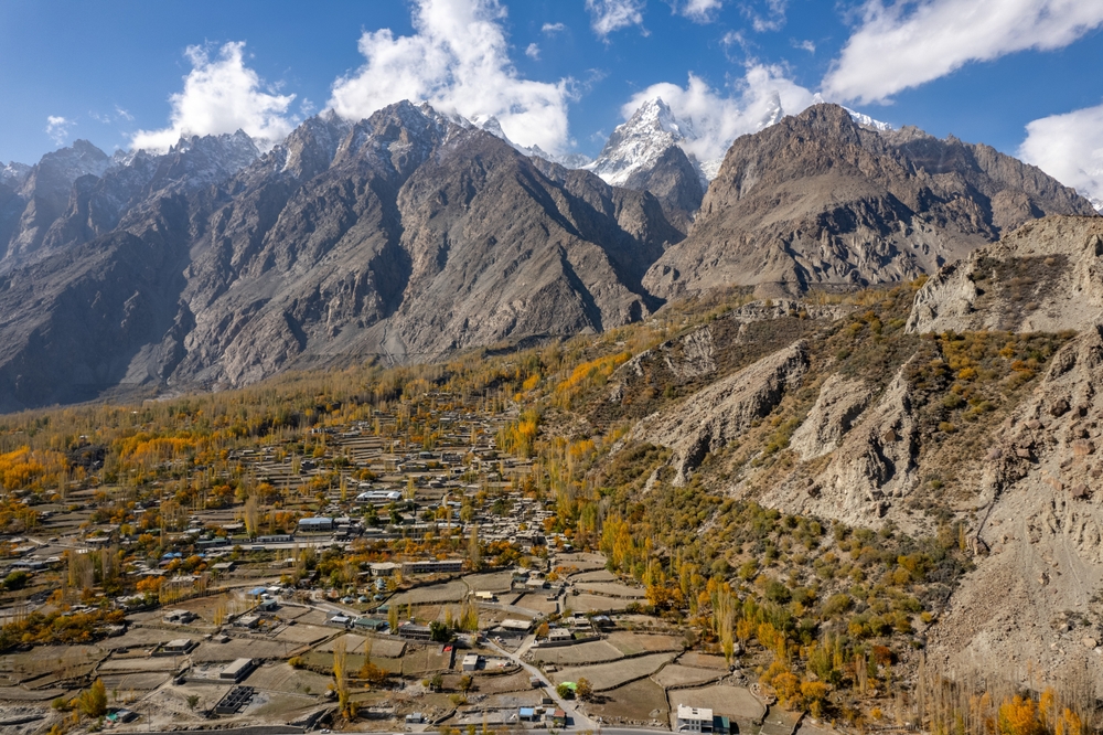 Hoper,Valley,And,Glacier,,Drone,,Gilgit,,Baltistan,,Pakistan,,Asia